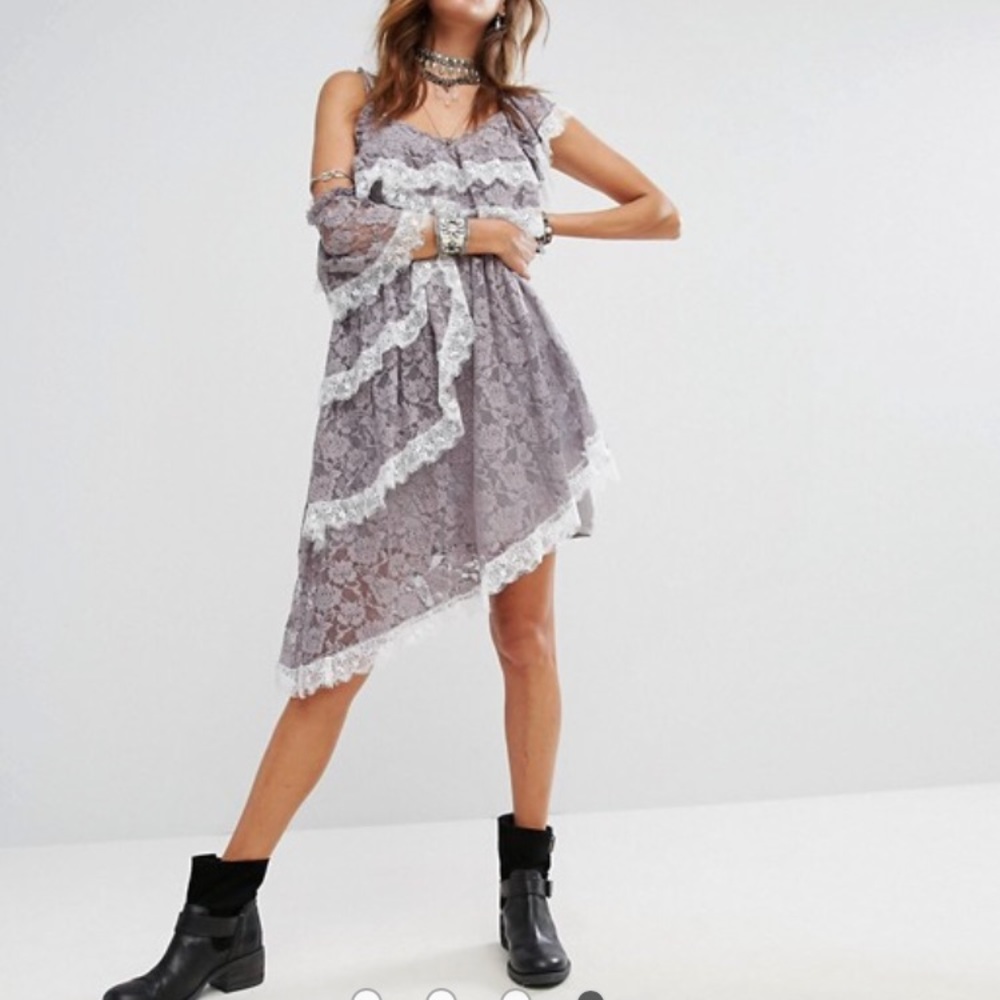 Sacred heart gray lace dress Asos